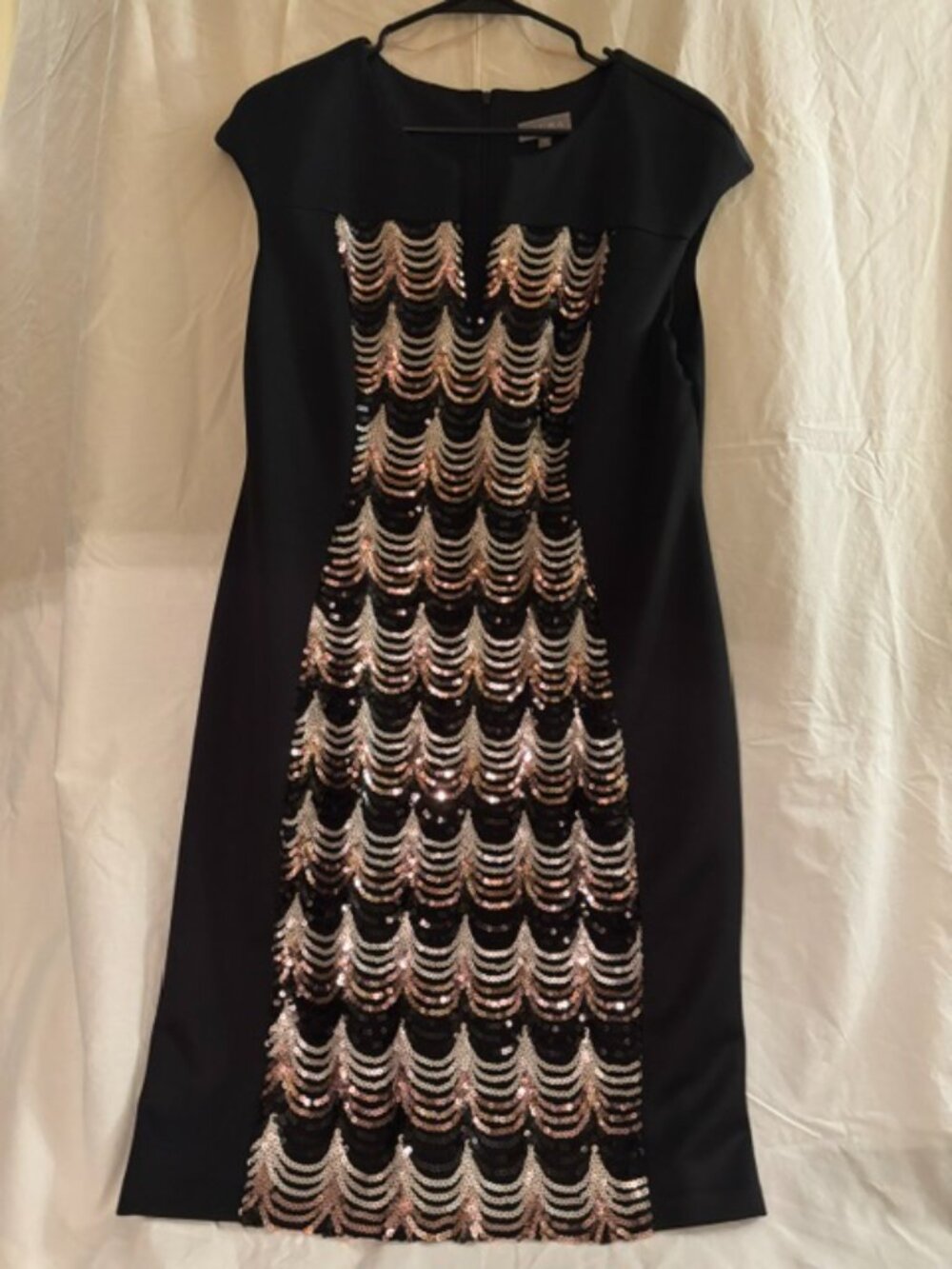 LAURA Black & Metallic Sequin Cocktail Dress